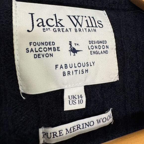 SALE! Navy Jack Wills 100% Wool Cable Knit Sweater Size 10 VGUC - Picture 6 of 6